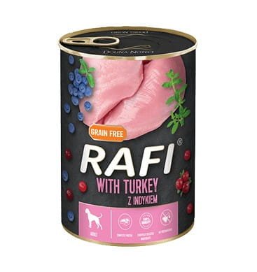 Karma Rafi dla psa indyk borówka żurawina 800g