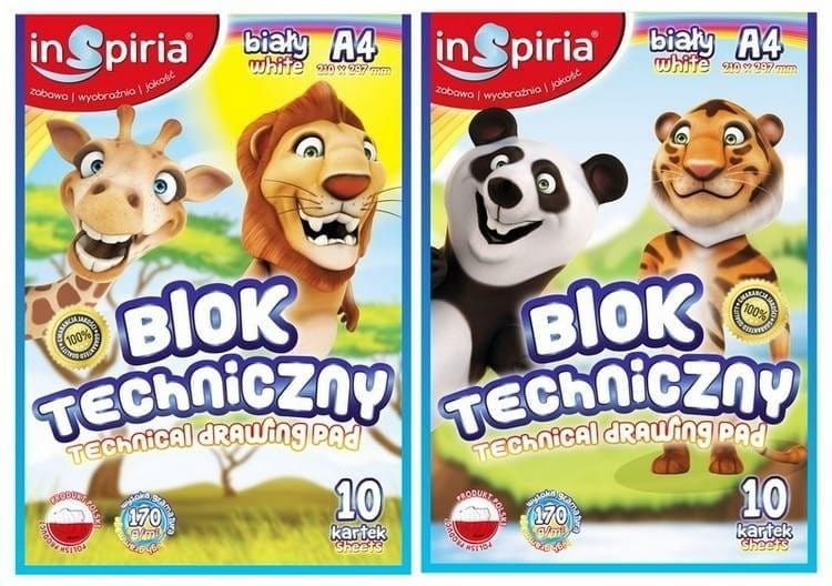 Blok techniczny A4/10K 170g biały (20szt)