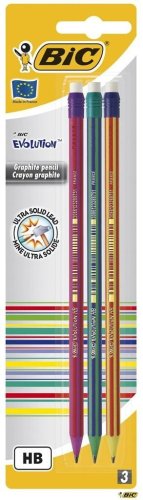 Ołówek Evolution z gumką bls 3szt BIC
