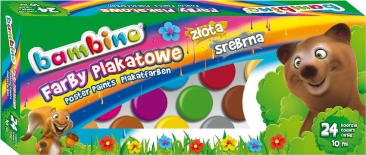 Farby plakatowe 24 kolory 10ml BAMBINO