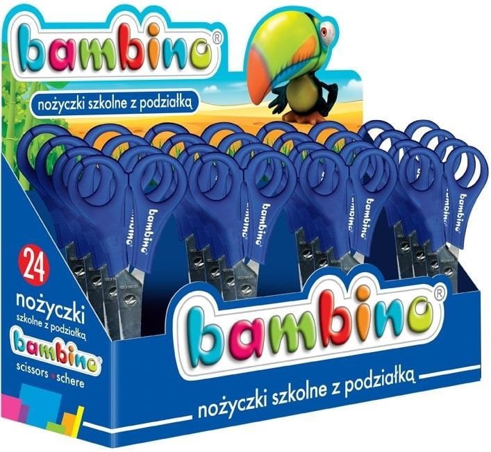 Nożyczki szkolne z podziałką (24szt) BAMBINO