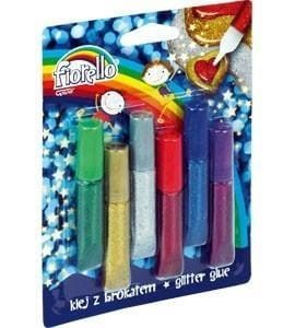 Klej brokatowy 6 kolorów x 6ml FIORELLO