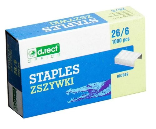 Zszywki 26/6 1000 sztuk D.RECT