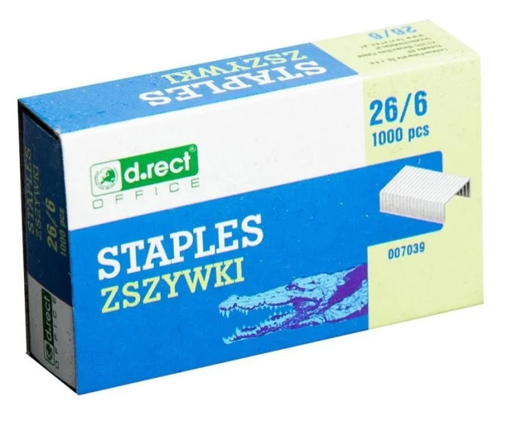 Zszywki 26/6 1000 sztuk D.RECT