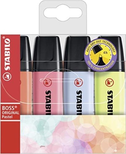 Zakreślacz Boss Pastel etui 4 kolory STABILO