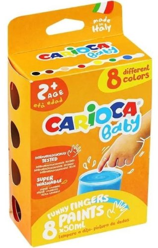 Farby tempera do malowania palcami 8 kol CARIOCA