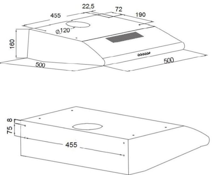 Okap podszafkowy AKPO WK-7 P 3050 BIAŁY (159,8 m3/h; 500mm; kolor biały)