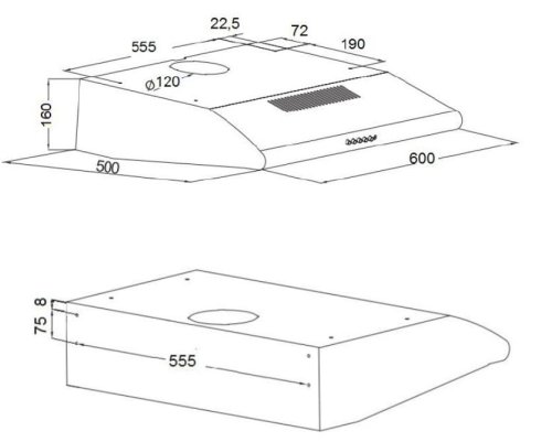 Okap podszafkowy AKPO WK-7 P 3060 BIAŁY (159,8 m3/h; 600mm; kolor biały)