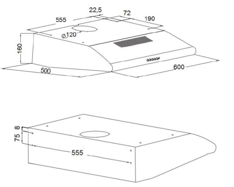 Okap podszafkowy AKPO WK-7 P 3060 BIAŁY (159,8 m3/h; 600mm; kolor biały)