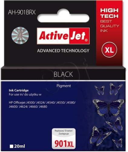 Tusz Activejet AH-901BRX (zamiennik HP 901XL CC654AE; Premium; 20 ml; czarny)