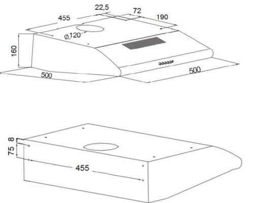Okap podszafkowy AKPO WK-7 P 3050 CZARNY (159,8 m3/h; 500mm; kolor czarny)