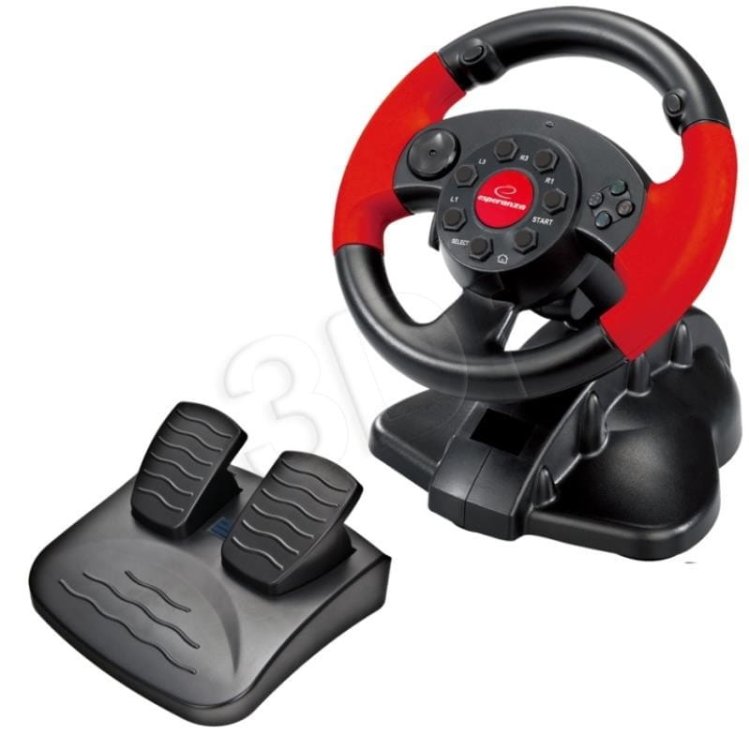 Kierownica z wibracjami Esperanza High Octane EG103 (PC, PS2, PS3; kolor czarny)