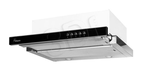 Okap podszafkowy teleskopowy AKPO WK-7 LIGHT GLASS 50 INOX CZARNY (265,5 m3/h; 500mm; kolor inox, front czarne szkło)