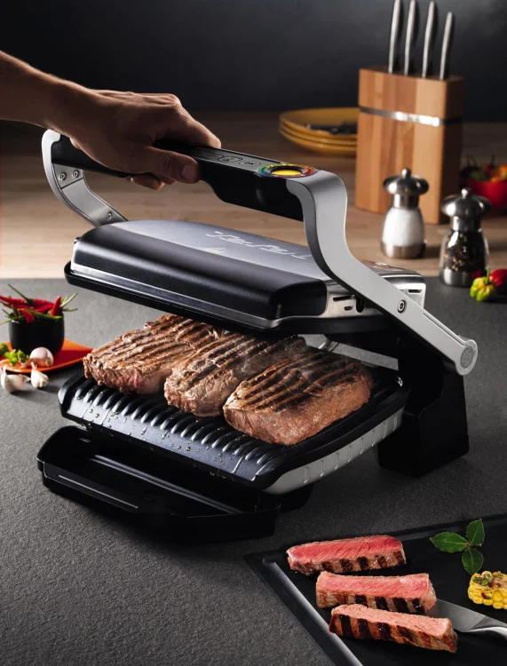 Grill Tefal OptiGrill GC712D34 (stołowy-zamknięty; 2000W; kolor inox)