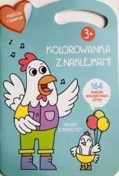 Kolorowana z naklejkami. Na wsi z kogutem