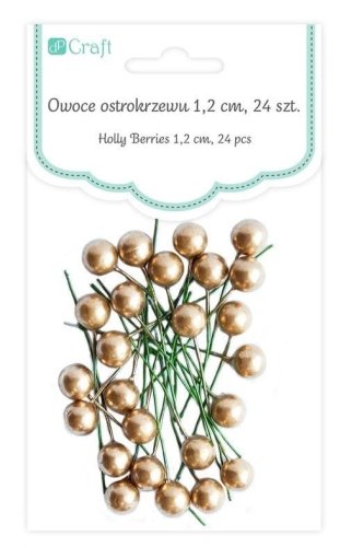 Owoce ostrokrzewu białe złote 1,2cm 24szt