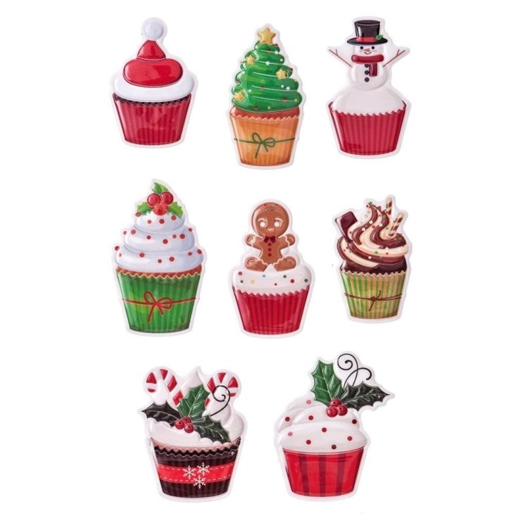Naklejki puffy muffinki 8szt