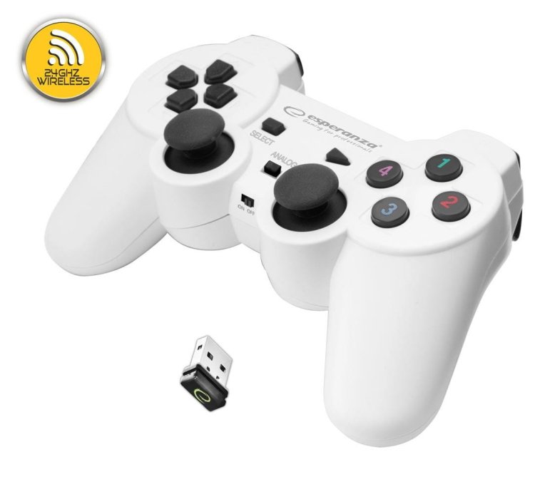 Gamepad bezprzewodowy Esperanza GLADIATOR EGG108W (PC, PS3; kolor biały)