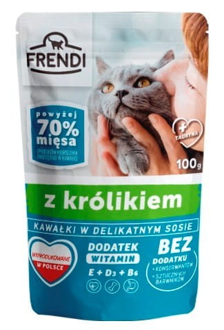 FRENDI Kawałki w sosie z królikiem dla kota 100g