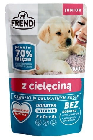 FRENDI JUNIOR Kawałki w sosie z cielęciną dla psa 100g