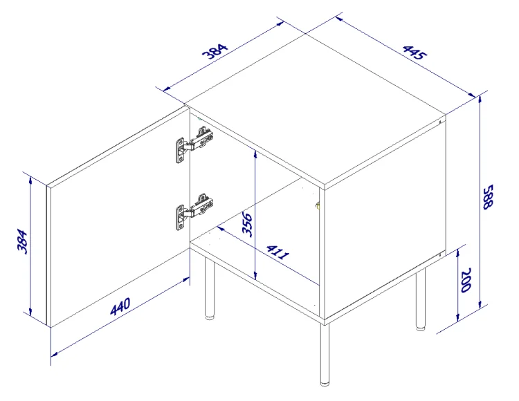 Szafka nocna 2szt. PALAZZO 44,5x40x59 czarny + dąb craft