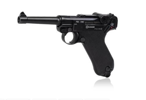 Wiatrówka pistolet RANGER P08 Parabellum KWC kal. 4,5 BBs BLOW BACK 21 strz. FULL METAL CO2 (AAKCMB410AZB)