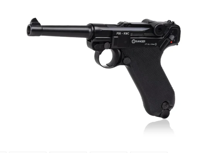 Wiatrówka pistolet RANGER P08 Parabellum KWC kal. 4,5 BBs BLOW BACK 21 strz. FULL METAL CO2 (AAKCMB410AZB)