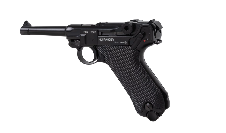Wiatrówka pistolet RANGER P08 Parabellum KWC kal. 4,5 BBs BLOW BACK 21 strz. FULL METAL CO2 (AAKCMB410AZB)