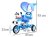 3-kołowy Rowerek dla dzieci Panda Niebieski + Dźwięki + Daszek + Barierka + Podnóżek + Rączka + Płozy + Schowek