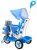 3-kołowy Rowerek dla dzieci Słonik Niebieski + Dźwięki + Daszek + Barierka + Podnóżek + Rączka + Płozy + Schowek