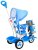 3-kołowy Rowerek dla dzieci Słonik Niebieski + Dźwięki + Daszek + Barierka + Podnóżek + Rączka + Płozy + Schowek
