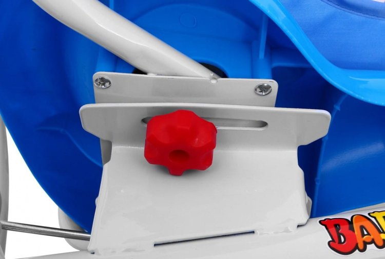 3-kołowy Rowerek dla dzieci Słonik Niebieski + Dźwięki + Daszek + Barierka + Podnóżek + Rączka + Płozy + Schowek