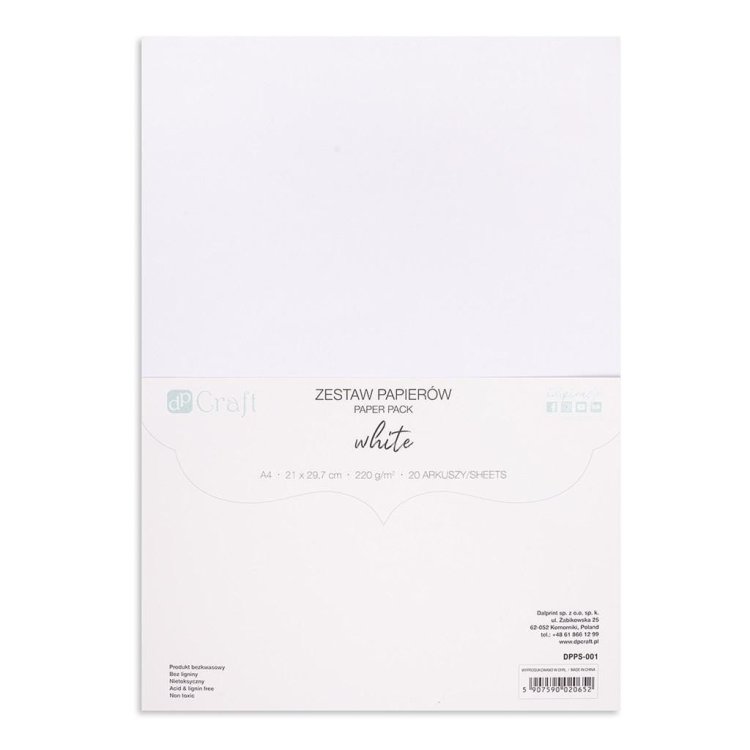 Zestaw papierów 220g biały A4 20ark