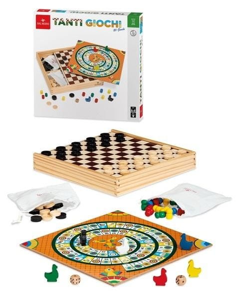 Drewniane gry rodzinne i planszowe 20 w 1