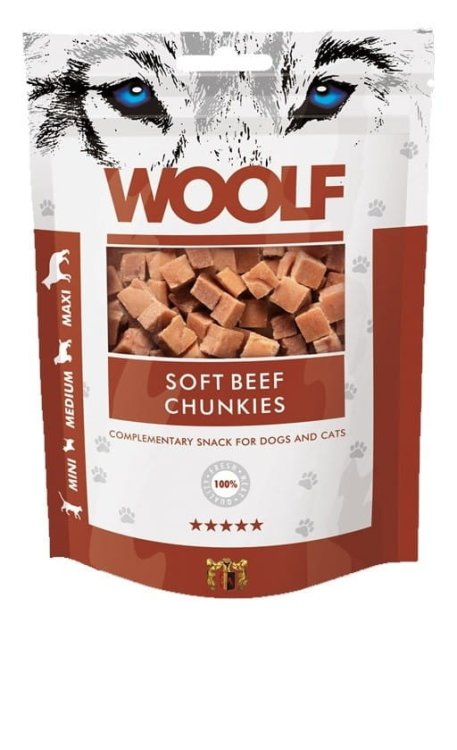 WOOLF Przysmak Soft Beef dla psa CHUNKIES