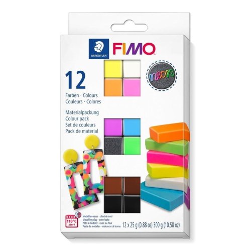 Zestaw Fimo Neon 12 kostek x 25g
