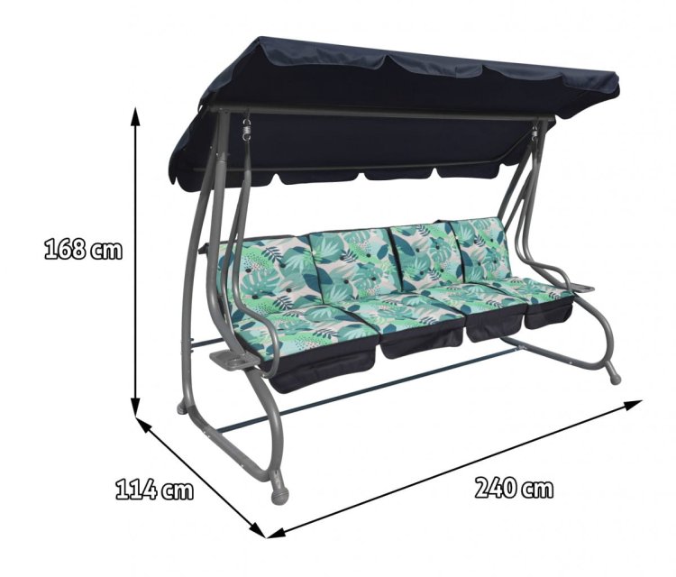 Ogromna Huśtawka Ogrodowa Siedzisko Plecionka 2x1 Liście Monstery