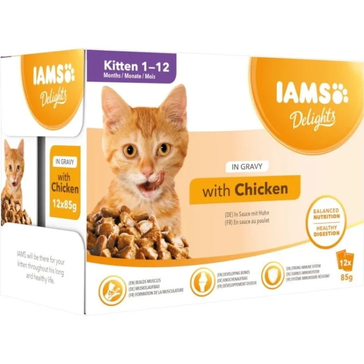 IAMS Delights bogata kurczaka w sosie 85g kocięta