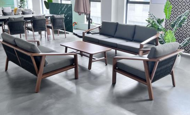 Meble Ogrodowe Aluminiowe Dwie Sofy + Fotel + Stolik