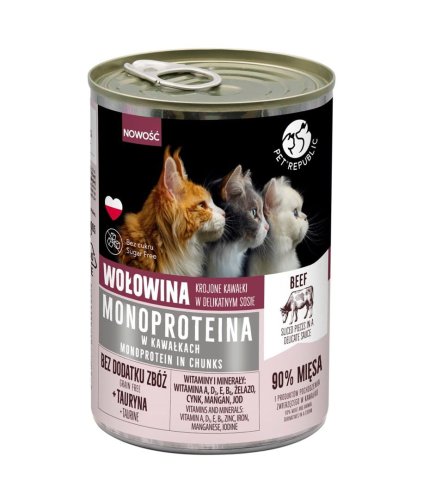 PetRepublic MONOPROTEINA dla kota wołow. sos 400 g