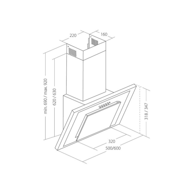 Okap kominowy AKPO WK-4 NERO 50 BIAŁY (162 m3/h; 500mm; kolor biały)