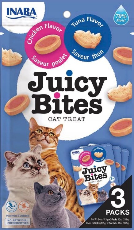 INABA CAT JUICY BITES kurczak i tunczyk - przysmak dla kota 3 x 11 g