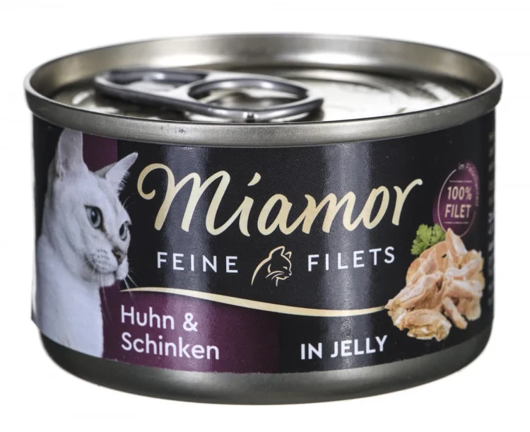 MIAMOR Feine Filets - filety mięsne smak: kura z szynką i ryżem 100g