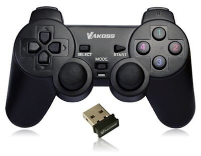 VAKOSS GAMEPAD BEZPRZEWODOWY USB Z FUNKCJĄ DUAL SHOCK, PC/PS3, TRYB CYFROWY I ANALOGOWY,  GP-4705BK CZARNY