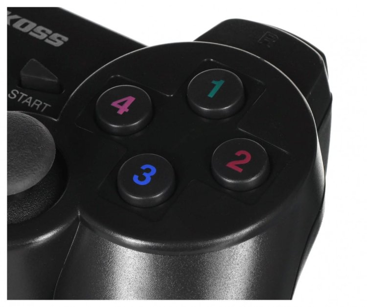 VAKOSS GAMEPAD BEZPRZEWODOWY USB Z FUNKCJĄ DUAL SHOCK, PC/PS3, TRYB CYFROWY I ANALOGOWY,  GP-4705BK CZARNY