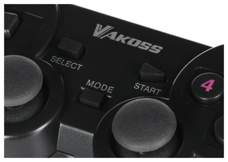 VAKOSS GAMEPAD BEZPRZEWODOWY USB Z FUNKCJĄ DUAL SHOCK, PC/PS3, TRYB CYFROWY I ANALOGOWY,  GP-4705BK CZARNY