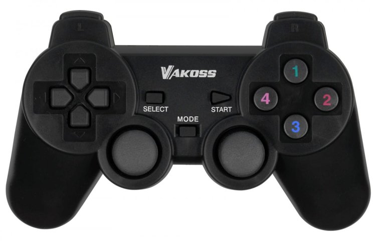 VAKOSS GAMEPAD BEZPRZEWODOWY USB Z FUNKCJĄ DUAL SHOCK, PC/PS3, TRYB CYFROWY I ANALOGOWY,  GP-4705BK CZARNY