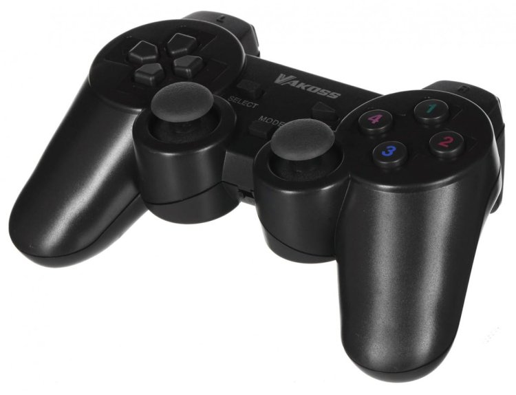 VAKOSS GAMEPAD BEZPRZEWODOWY USB Z FUNKCJĄ DUAL SHOCK, PC/PS3, TRYB CYFROWY I ANALOGOWY,  GP-4705BK CZARNY