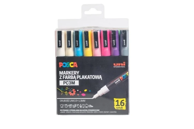 Markery plakatowe PC-3M 16 kolorów POSCA UNI