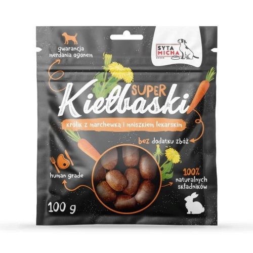Syta Micha Super kiełbaski z królikiem – przysmak dla psa - 100g